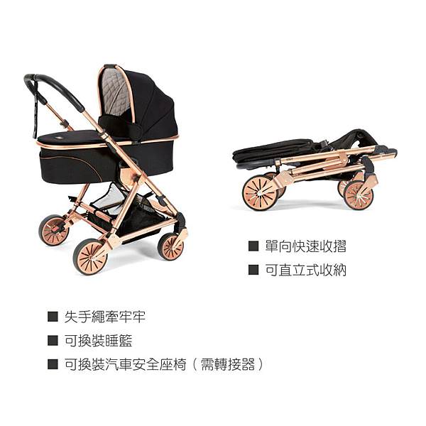 ｜育嬰用品｜mamas&papas  Urbo² 玫瑰金雙向手推車